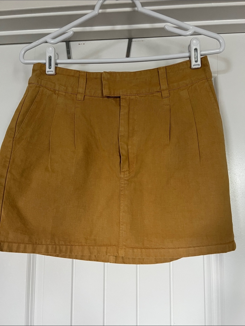 Free People Pleated Cotton Twill Mini Skirt